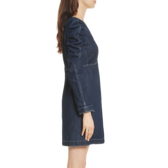 REBECCA TAYLOR La vie Ruched Sleeve Denim Dress - Picture 2 of 10